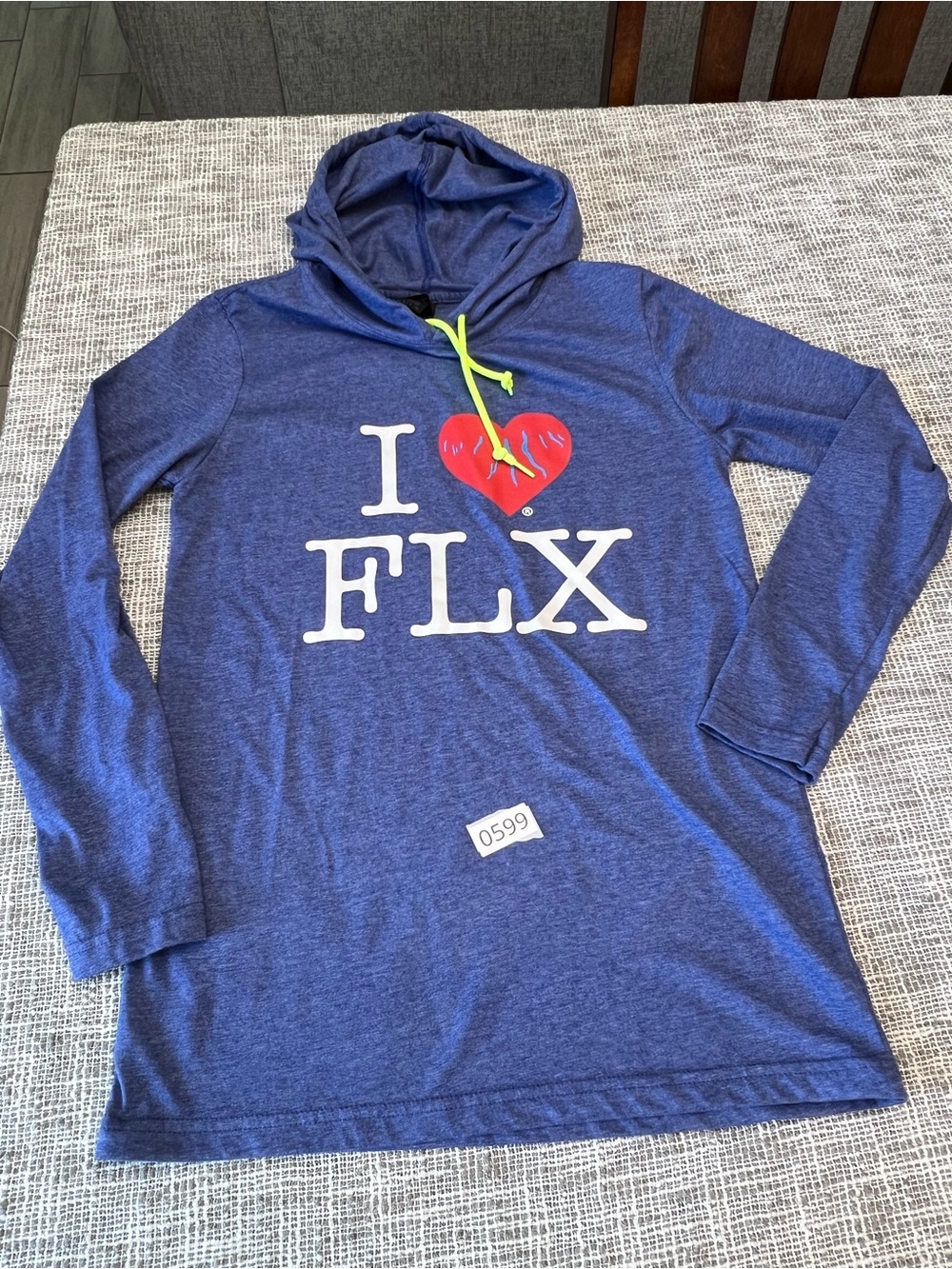 Gildan Blue Hooded Sweatshirt with Red Heart Graphic
